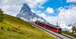 Swiss beauty, view to rack railway under breathtaking Matterhorn,Zermatt,Valais,Switzerland,Europe