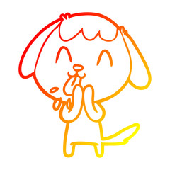 warm gradient line drawing cute cartoon dog