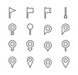 © Lifeking - Set of map pointer line icon. Navigation signs in different styles. Location pin symbol
