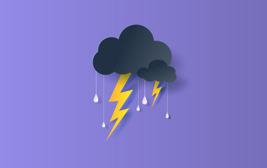 Wall Mural - illustration of cloud and rain season on sky dark background.overcast sky and thunderbolt lightning.