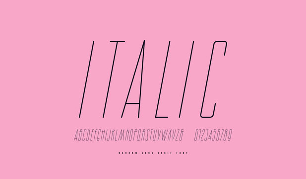 Condensed italic sans serif font