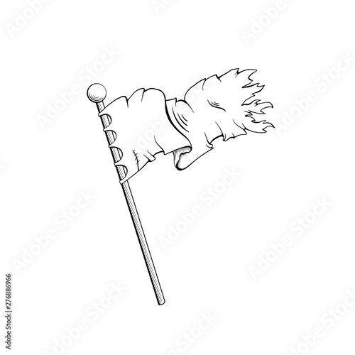 Ancient Flag Black And White Illustration Old Weathered Standard