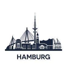 Hamburg City Skyline, Germany, Extended Version, Solid Color