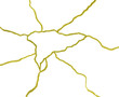 Gold cracks on white background triangle banner template -golden crinkles, broken pottery texture, white shards