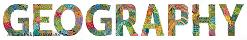 Fotomural Word Geography. Vector zentangle object for decoration