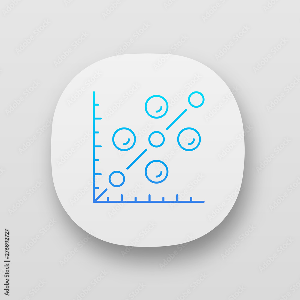 Scatter Matrix Plot Icon Scatter plot app icon. Scattergram. Mathematical diagram. Chart on ...