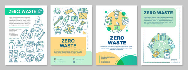 Wall Mural - Zero waste lifestyle brochure template layout. Eco-friendly flyer, booklet, leaflet print design with linear illustrations. Vector page layouts for magazines, annual reports, advertising posters