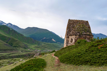 Wall Mural - View of medieval tombs in City of Dead near Eltyulbyu, Russia