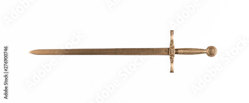 Fotografía golden sword isolated on white background