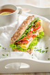 © shaiith - Fresh sandwich with ham, lettue and chive for breakfast