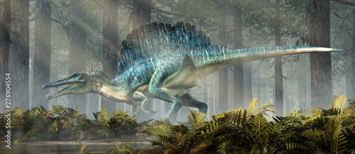 Dekoracja na wymiar  spinozaur-w-lesie-spinozaur-byl-polwodnym-dinozaurem-z-okresu-kredowego