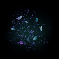 Poster - bursting soap bubbles process stage vector illustration, realistic transparent exploding air spheres