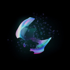 Poster - bursting soap bubbles process stage vector illustration