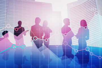 Wall Mural - Business people at table, graphs