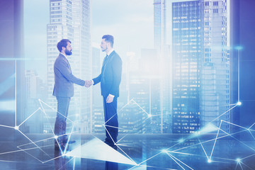 Wall Mural - Business people shaking hands in office, network