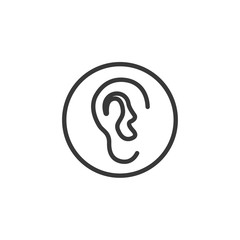 Leinwandbilder - Ear icon template black color editable. hearing symbol vector sign isolated on white background. Simple logo vector illustration for graphic and web design.