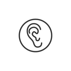 Leinwandbilder - Ear icon template black color editable. hearing symbol vector sign isolated on white background. Simple logo vector illustration for graphic and web design.