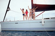 © luckybusiness - People having party on sailing boat. Summer vacation.