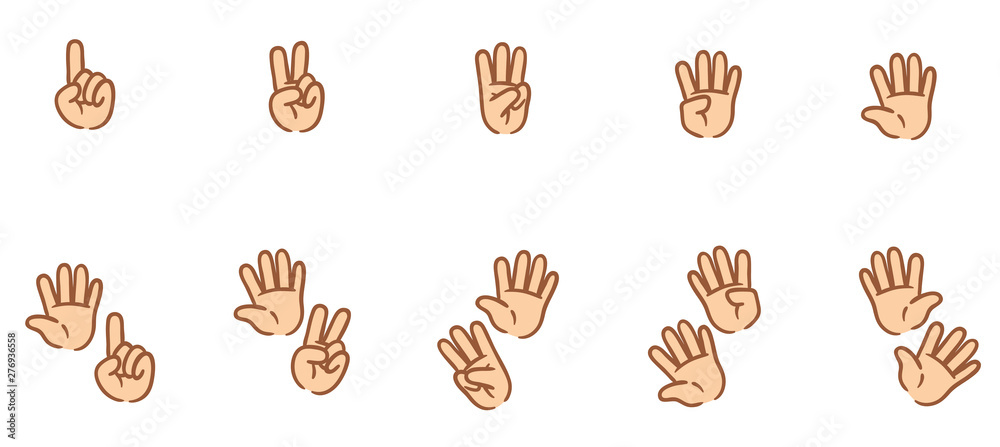 Cartoon hands illustration for kids. Learn how to count with your hands ...