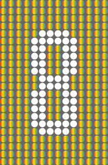 Aufkleber - Number eight with white circles on rainbow circles