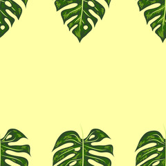 seamless bright artistic tropical pattern with monstera. modern colorful tropics background allover print