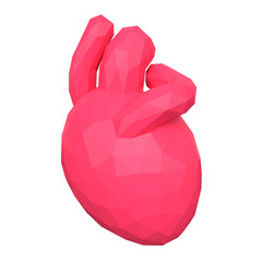 Poster - Low poly human heart. 3d rendering