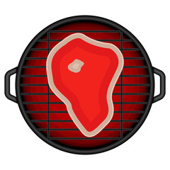 Poster - Top view of a barbecue grill with a fillet - Vector