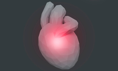 Poster - Low poly human heart with pain center. 3d rendering