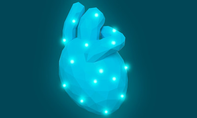 Poster - Low poly artificial human heart. 3d rendering