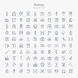 © zaurrahimov - 100 history outline icons set such as pillars, face, stone, sword, old paper, egypt, fossil, vase
