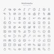 © zaurrahimov - 100 multimedia outline icons set such as substance, multimedia, favorites, switches, interface, roll, chat speech bubbles, conversation speech bubbles