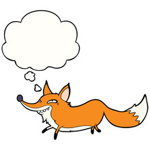Cartoon Sly Fox And Thought Bubble