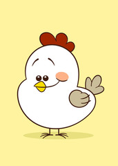 Wall Mural - Cute cartoon chicken smiling. This vector character has a modern humor design. You can easily edit the colors. It will help your project, party, website, pattern, wallpaper or sticker.