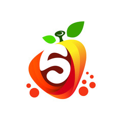 Number logo, the orange fruit logo with number 5 in it