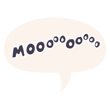 Cartoon Moo Noise And Speech Bubble In Retro Style