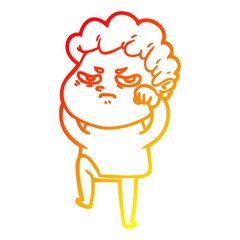 warm gradient line drawing cartoon angry man