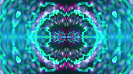 Poster - Abstract symmetry kaleidoscope like Mandala ornament, 3d rendering backdrop, computer generating background