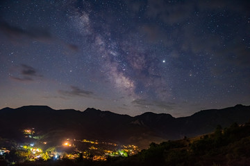 Wall Mural - milky way over the lahij village in azerbaijan republic