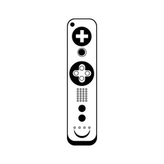 Modern videogame remote control isolated device in black and white