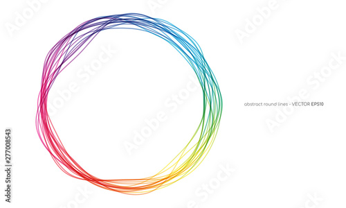 Fotografía Vector abstract circles lines round frame colorful rainbow isolated on white bac