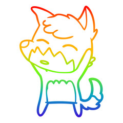 rainbow gradient line drawing cartoon fox