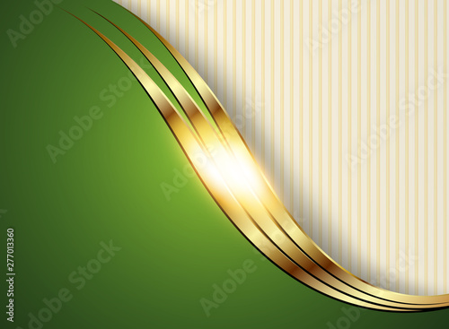 Business background, gold and green, vector shiny metallic.