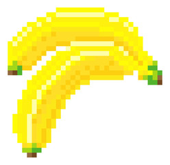 Wall Mural - A banana pixel art 8 bit video game style fruit icon