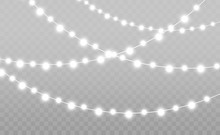 Christmas Lights Isolated On Transparent Background. Vector Illustration