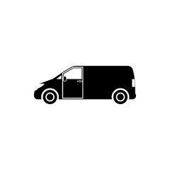 Poster - Vector, flat image of a minibus. Isolated icon of the minibus for transportation of black cargo