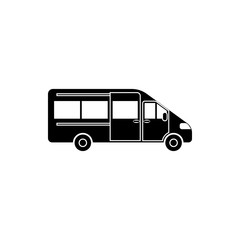 Poster - Vector, flat image of a minibus. Isolated icon of a minibus for the transport of passengers in black