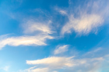 Scenic Soft Clouds In Late Afternoon With  Blue Sky