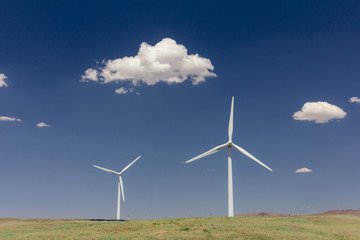 Group of wind generators in the steppes of Kazakhstan