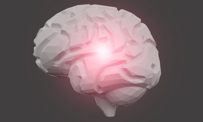 Poster - Low poly human brain with pain center. 3d rendering