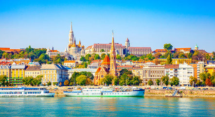 Fototapete - Budapest skyline - Buda castle and Danube river